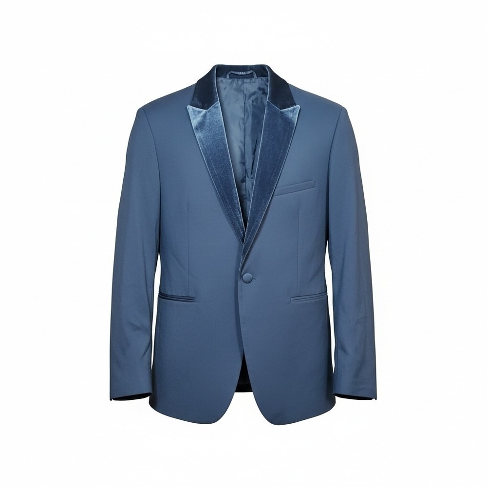 Macys Jay Walker Sport Coat Blazer Navy Velvet‎ Classic Dining Jacket L Party